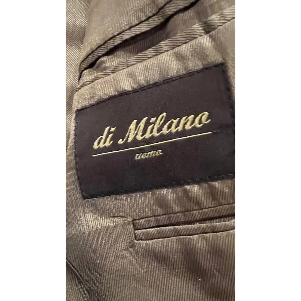 Di Milano Uomo Blazer Mens 44 L Brown Tan Glen Plaid Silk Wool Blend Two Button